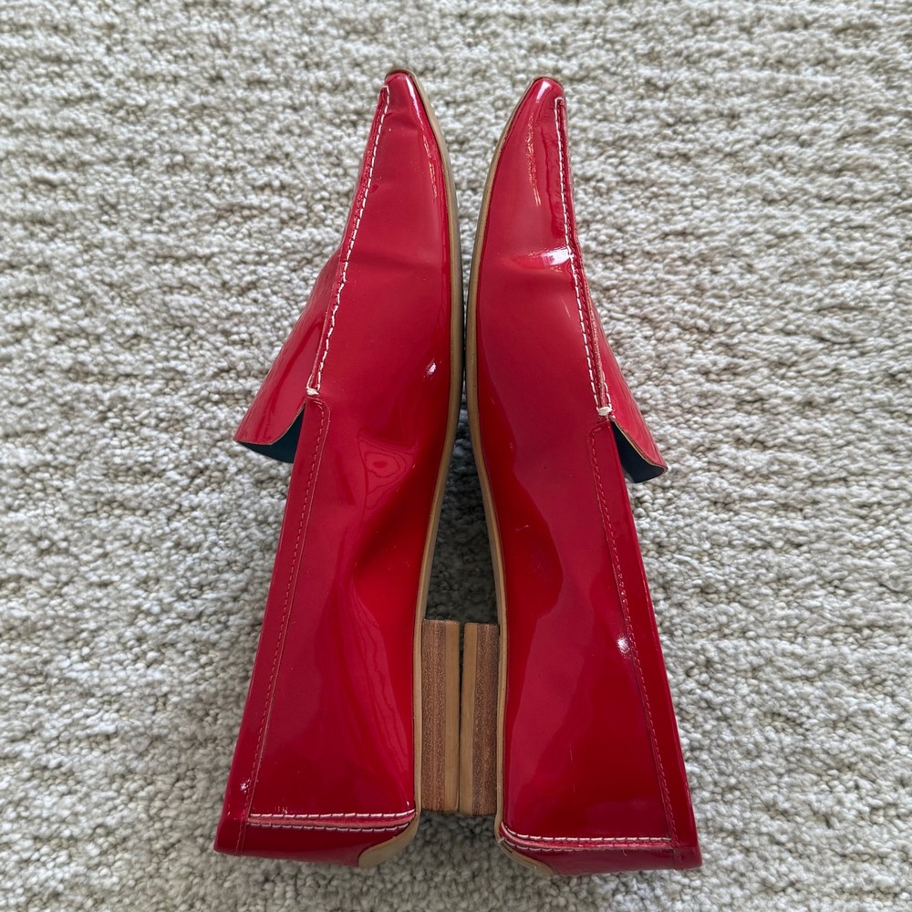 Frances Valentine Red Patent Leather Loafers - Picture 10 of 12